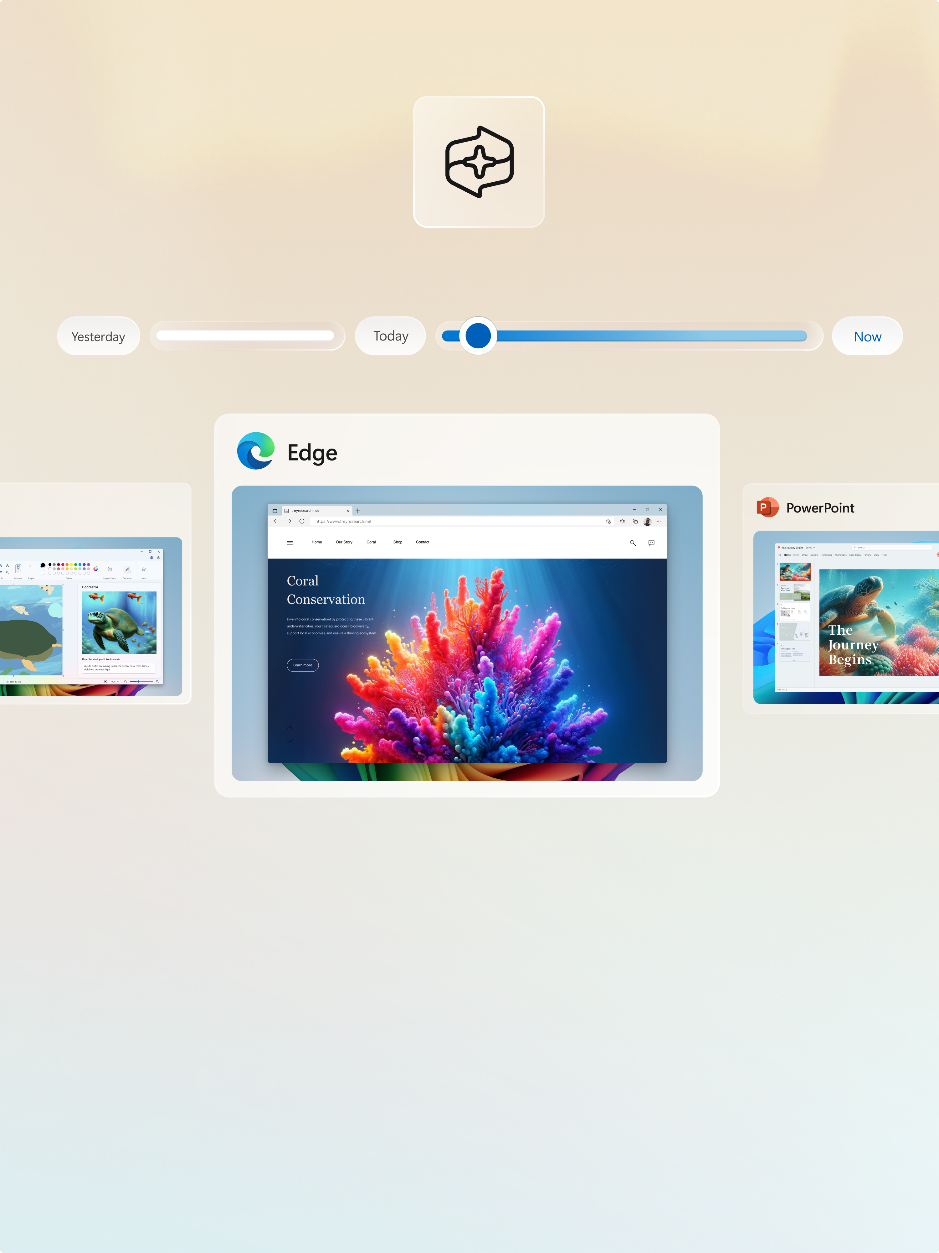 PowerPointovo okno in dva okna brskalnika Microsoft Edge